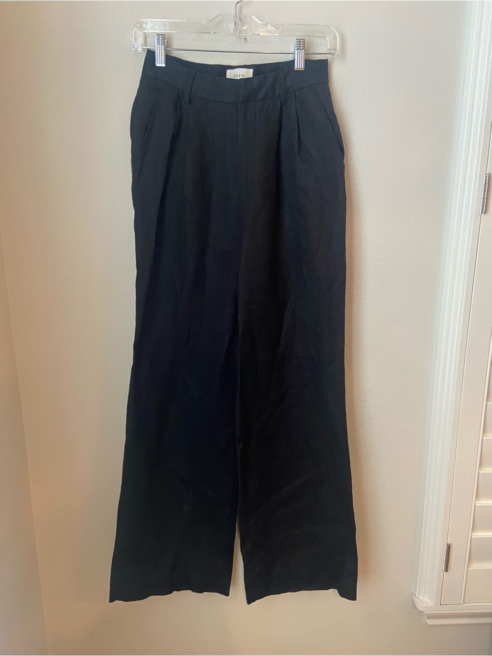 DISSH Black Wide Leg Pleated Trousers Pants AU 8 US 4 EU 36